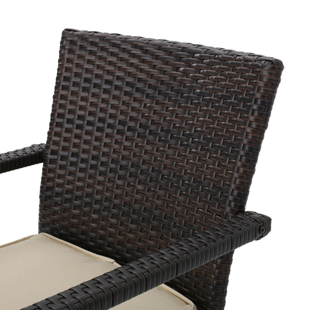 GDF Studio 4-Piece Tahiti Outdoor Wicker Chat, Dark Cream Water Resista Set