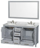 Wyndham WCS141460DGYCMUNOM58 60" Vanity in Gray + Carrera Marble and Round Sink
