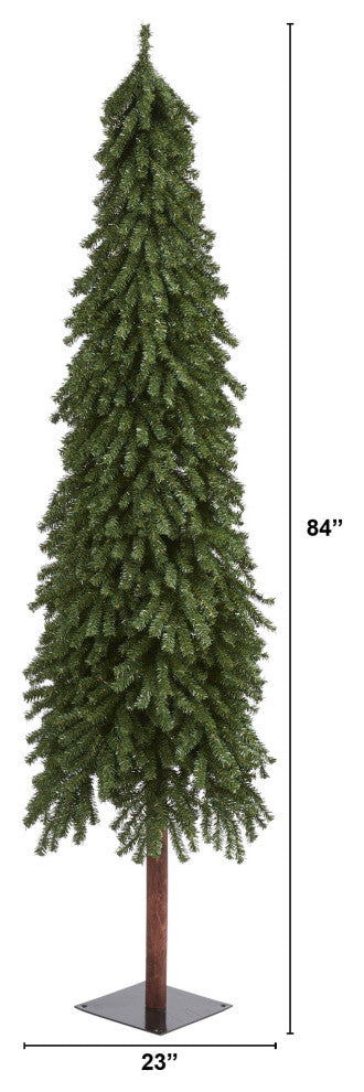 7' Grand Alpine Faux Christmas Tree With 950 Bendable Branches on Natural Trunk