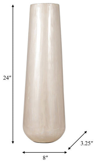 Metal 24"H Alabastron Vase, Pearl White