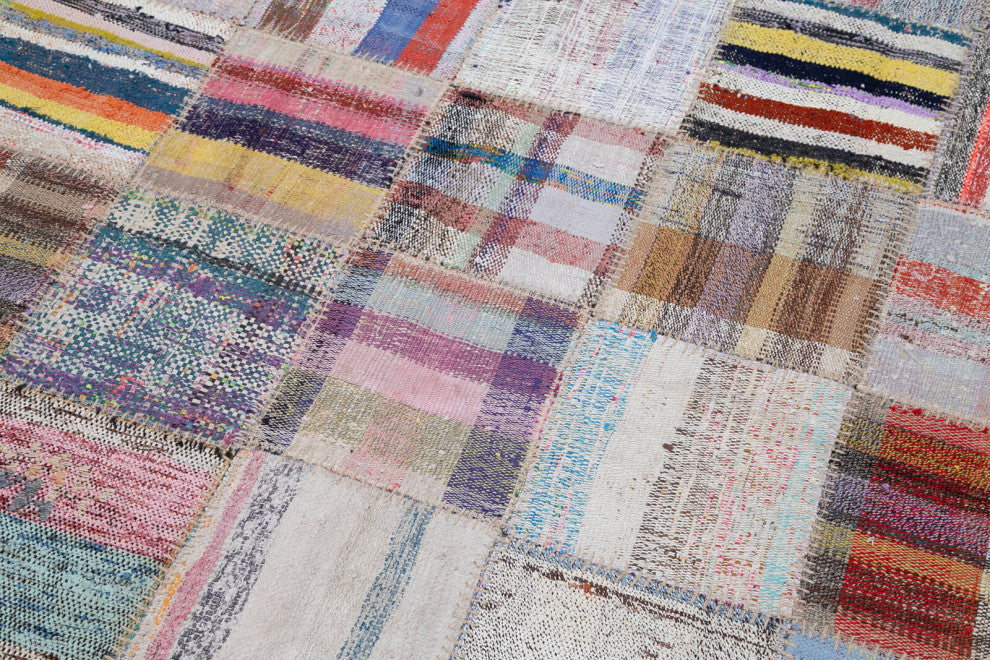 Rug N Carpet - Handmade Anatolian 6' 9'' x 9' 9'' Tribal Patchwork Kilim Rug