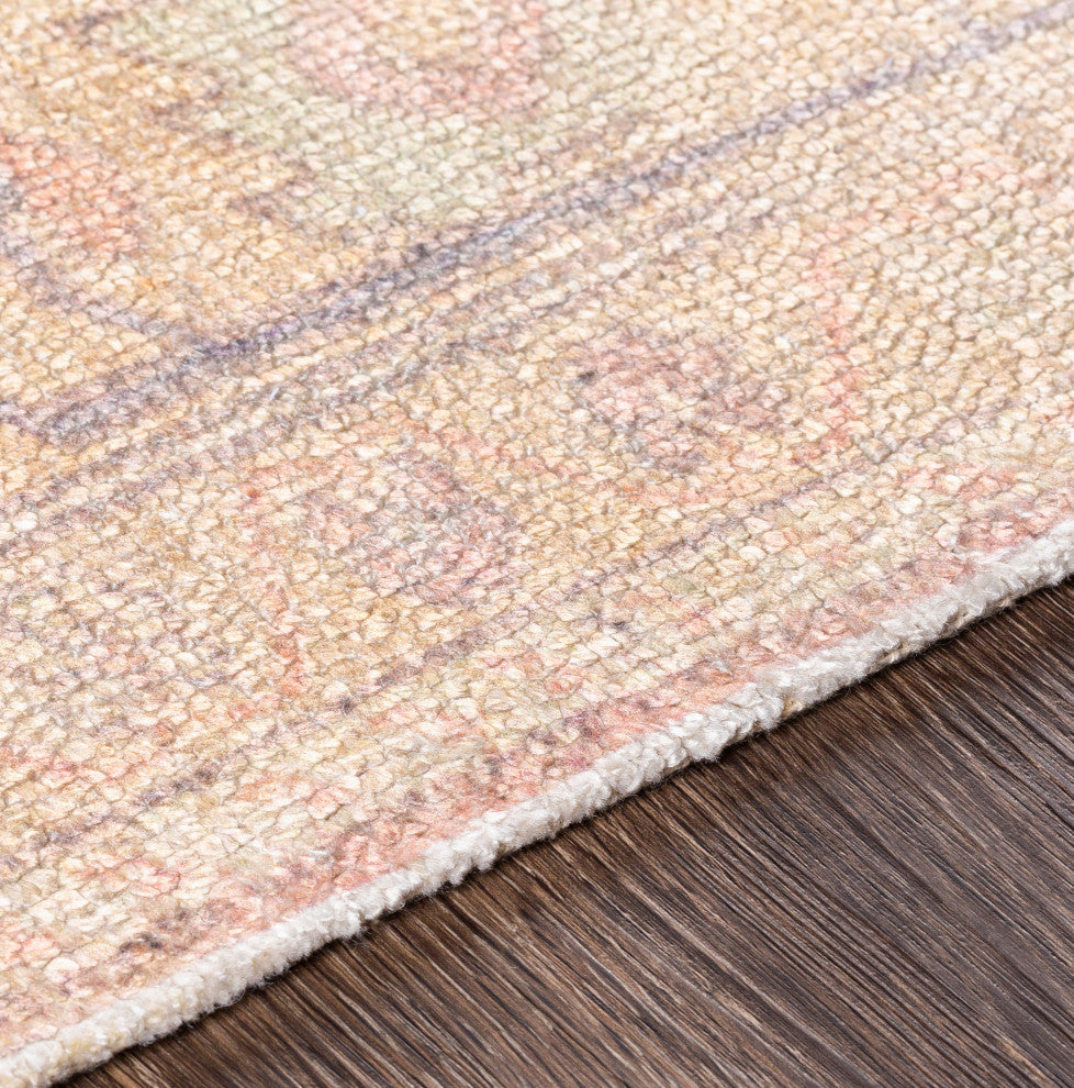 Surya Unique UNQ-2301 7'6"x9'6" Rug, Cream/Denim/Peach/Mint/Wheat