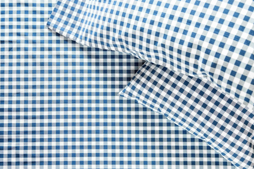 Gingham Plaid Sheet Set, Navy, Twin