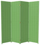 6' Tall Woven Fiber Room Divider, 4 Panel, Light Green