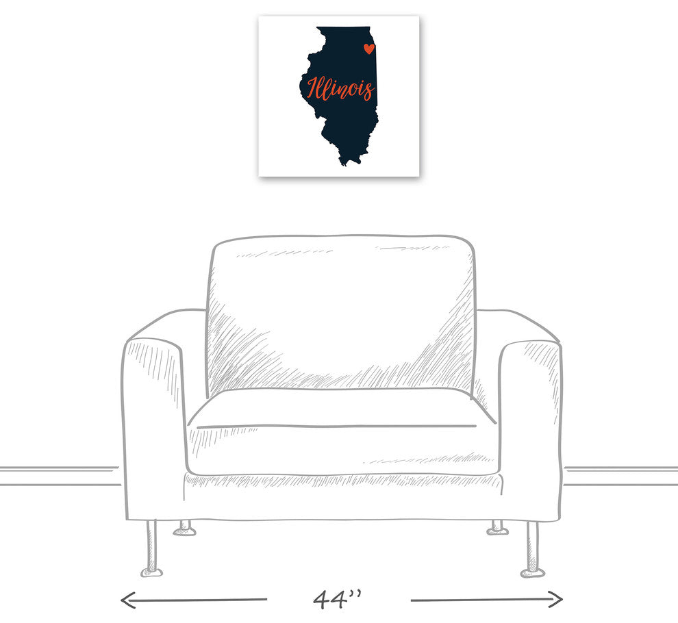 Blue and Orange Illinois Pride 16x16 Canvas Wall Art