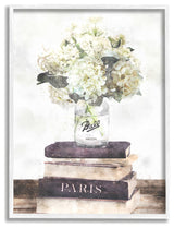 Delicate White Florals on Parisian Bookstack, 11 x 14