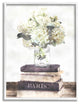 Delicate White Florals on Parisian Bookstack, 11 x 14