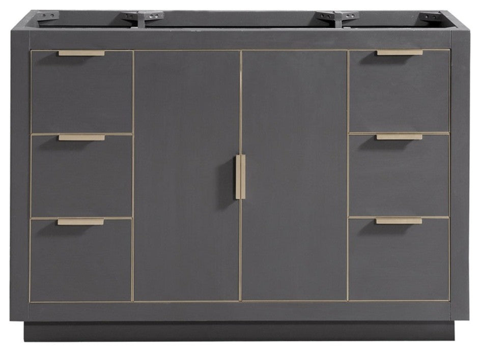 Avanity Austen 48" Vanity Only, Twilight Gray With Matte Gold Hardware