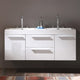 Opulento Double Sink Bathroom Cabinet, Base: White, With Integrated Sink
