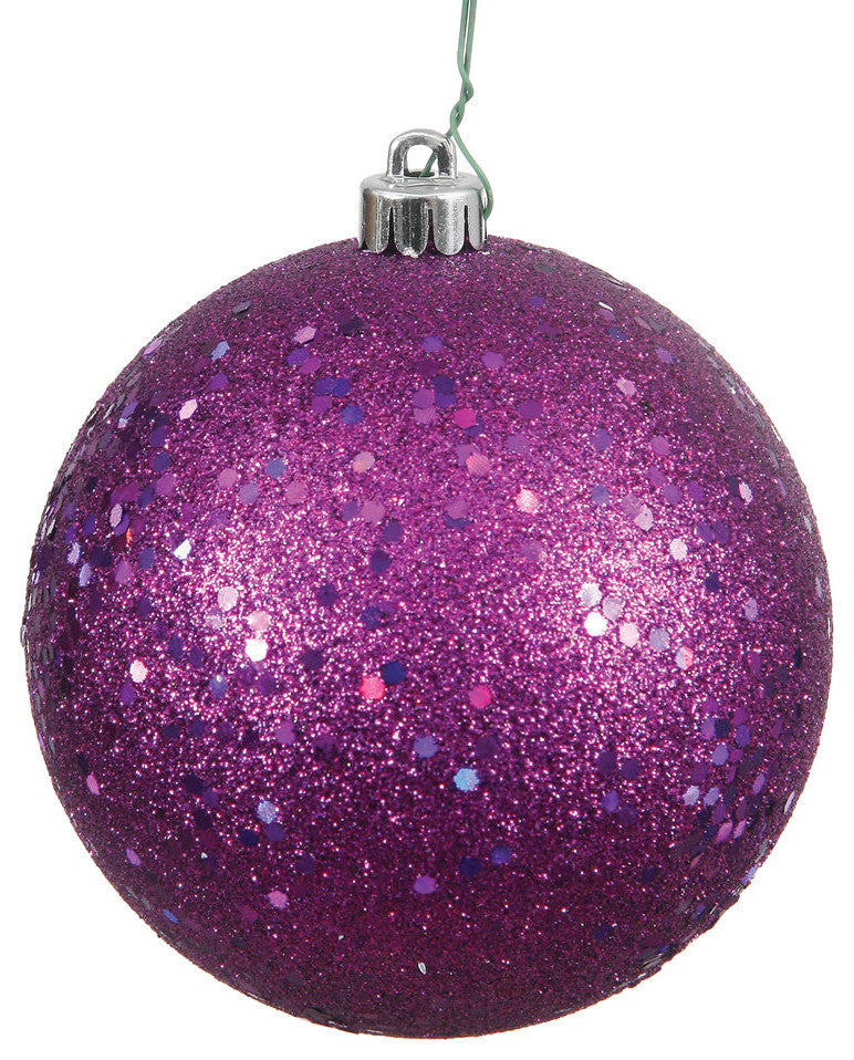 Vickerman N591526DQ 6" Plum Sequin Ball Ornament, 4 per Bag