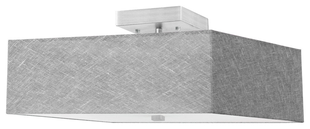 Gray Transitional Semi-Flush Mount With Satin Chrome Metal