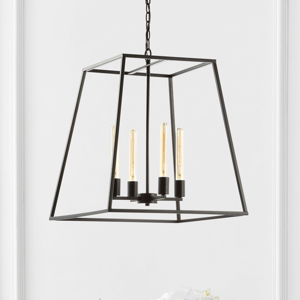 Hutson 4-Light 21" Iron Modern Angled LED Pendant, Black by JONATHAN  Y