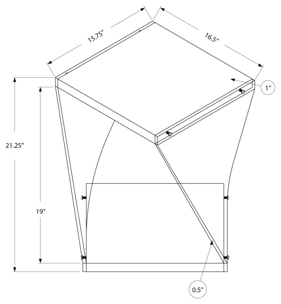 15.75"x16.5"x21.25" White Clear Acrylic Glass Accent Table