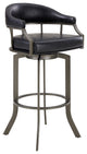 Benzara BM282701 Blake 30" Vegan Leather Bar Stool, Swivel, Metal Legs, Black