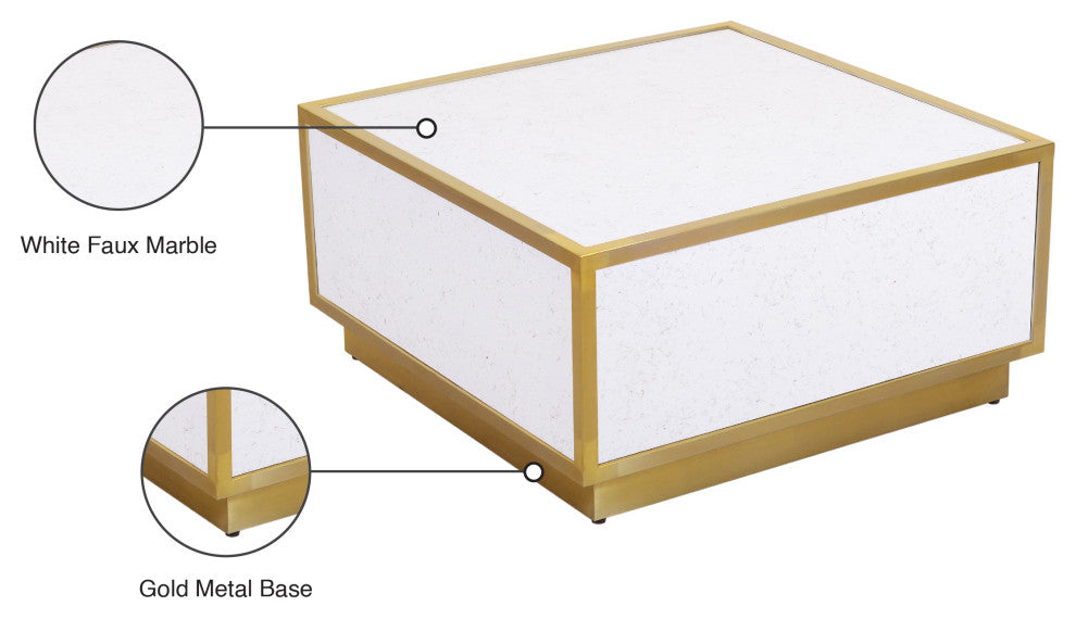 Glitz Coffee Table, White Faux Marble