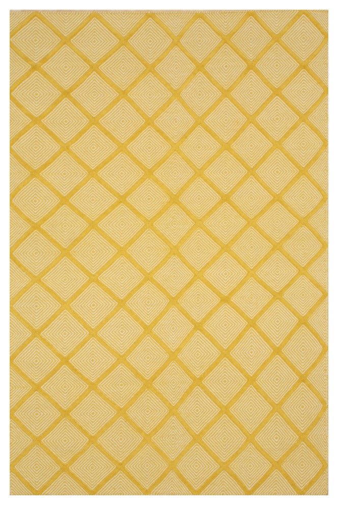 Handmade Wool Yellow Transitional Trellis Xavier Rug, 8'x10'