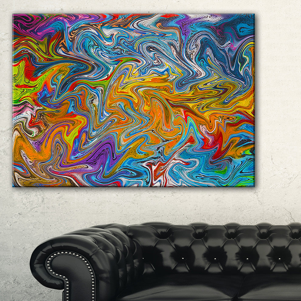 "Fractal Flowing Colors" Abstract Art Canvas Print, 32"x16"