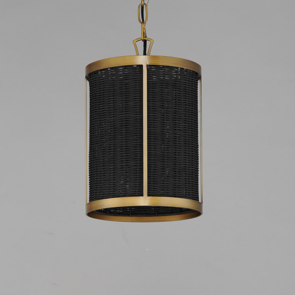Maxim 14461 Rattan 10"W Mini Pendant - Natural Aged Brass