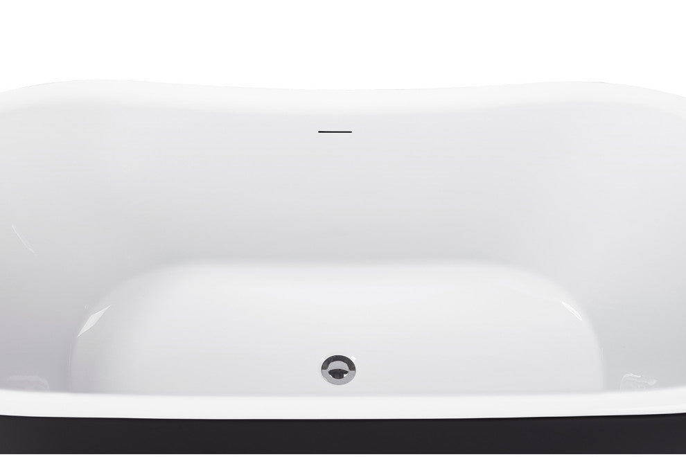 59" glossy Acrylic Flatbottom Oval Freestanding Non-Whirlpool Soaking Bath
