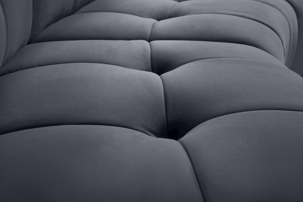 Limitless Velvet Upholstered 5-Piece Modular Sectional, Gray