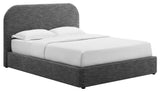Keynote Upholstered Fabric Curved Full Platform Bed, Heathered Weave Slate