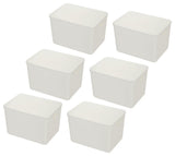 Stackable Plastic Storage Bins Small White, 14.25x10.25x9.5, 6-Pack