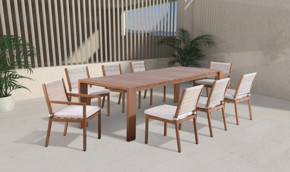 Maui Water Resisting Fabric Outdoor Patio Dining Arm Chair, Set of 2, Cream