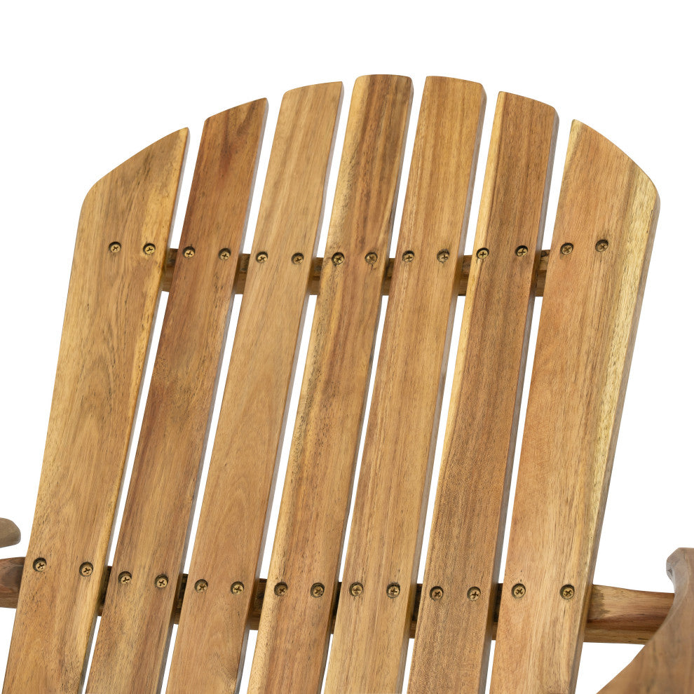 GDF Studio Outdoor Acacia Wood Folding Adirondack Chairs W/ Cushions, Set of 2, Khaki