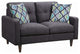 Linen-Like Fabric Tufted Back Loveseat, Gray