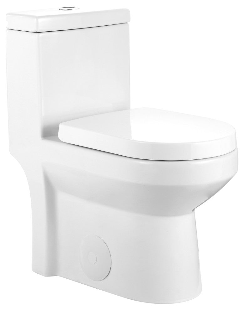 Modern Small One Piece Toilet, Compact Bathroom Tiny Mini Commode Dual Flush