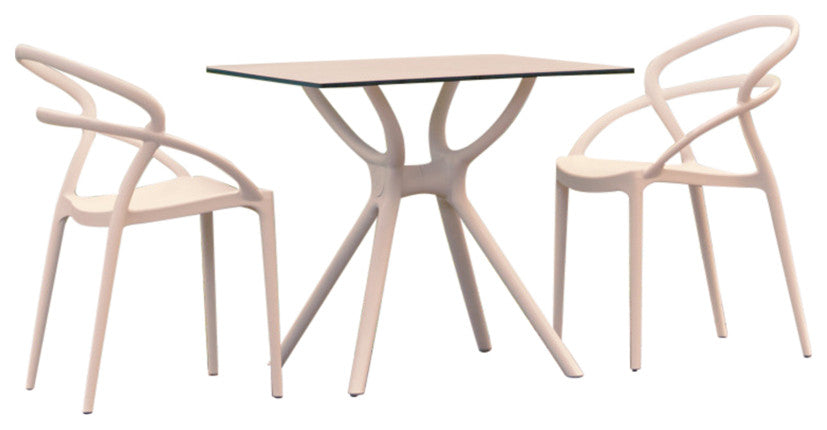 Pia Dining Set With 2 Chairs White