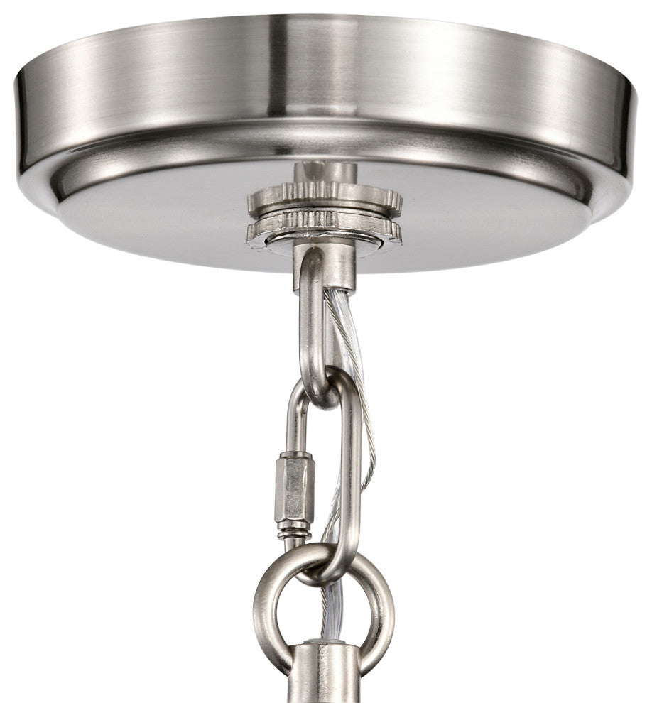 6-Light Brushed Nickel Modern Chandelier With Clear Cone Glass Shades