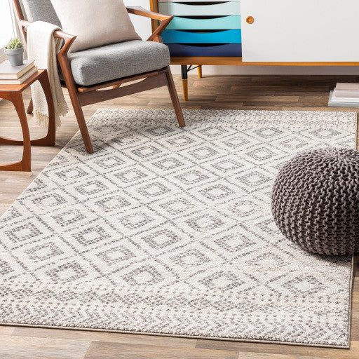 Surya Sunderland SUN-2301 7'10" Round Rug, Light Gray/White/Medium Gray