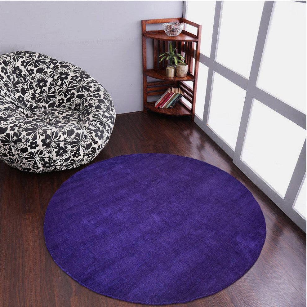 Hand Knotted Loom Silk Mix Area Rug Solid Purple