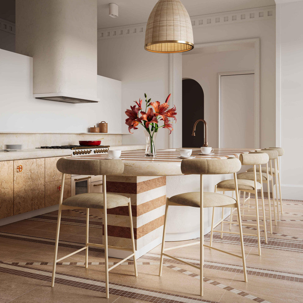 Liliana Taupe Velvet Counter Stool - Taupe