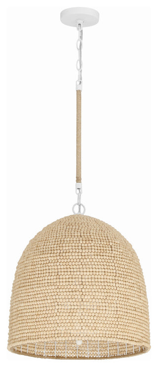 Jasper 3-Light Matte White/Natural Wood Pendant