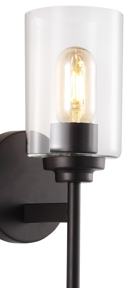 Juno 13" 1-Light Farmhouse Iron Cylinder LED Vanity, Oil Rubbed Bronze/Clear