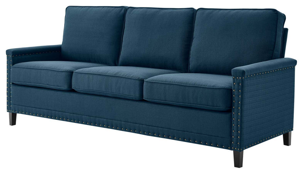 Sofa, Fabric, Navy Blue, Modern, Living Lounge Room Hotel Lobby Hospitality