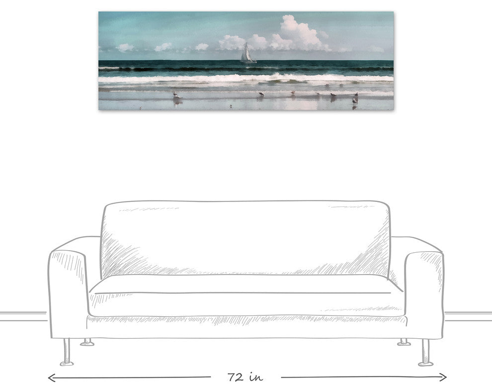 Sailboat Beach Scene 20x60 Canvas Wall Art