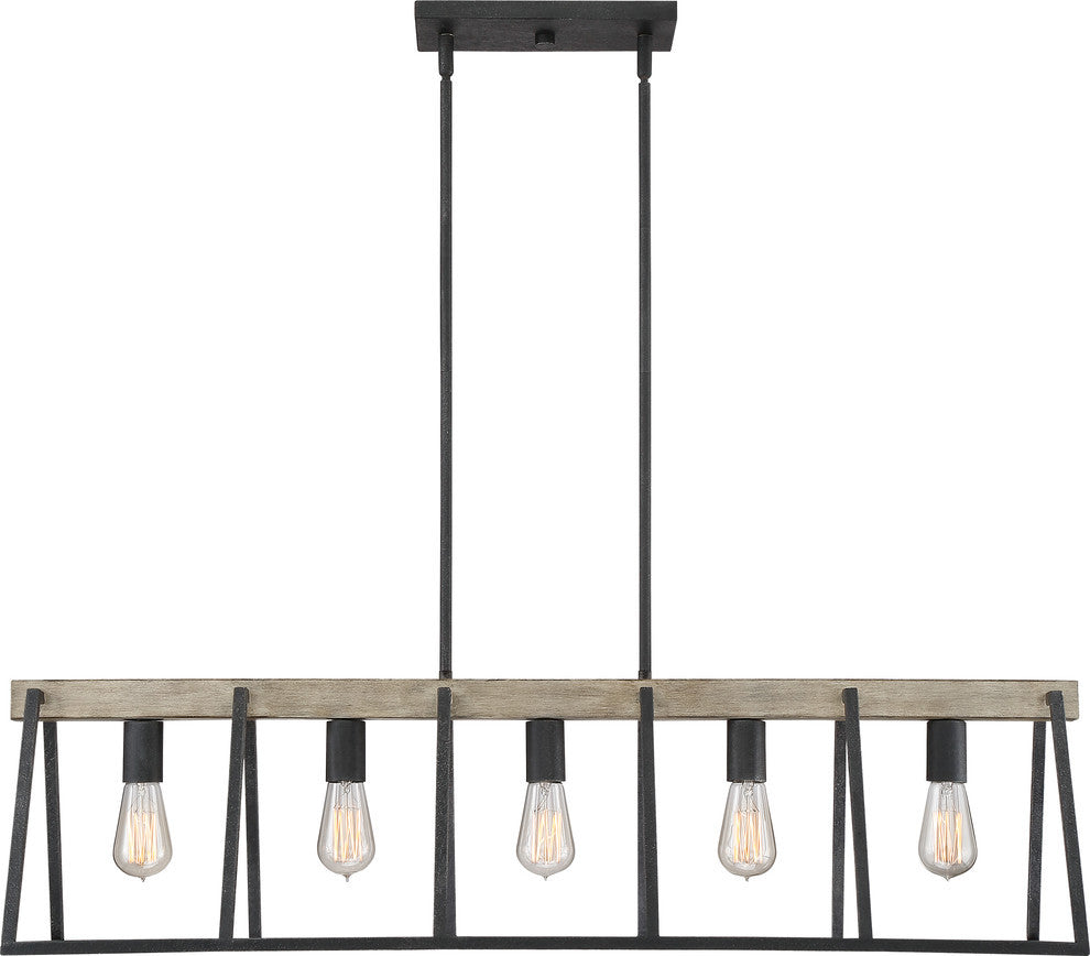 Quoizel BRT542GK Five Light Island Chandelier Brockton Grey Ash