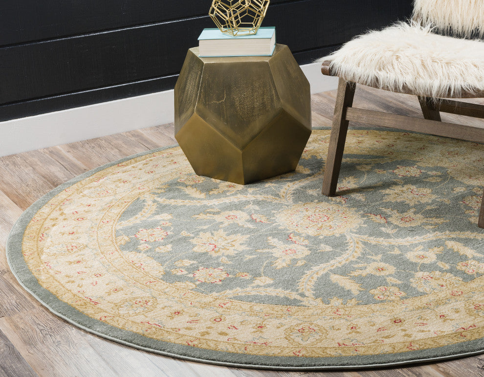 Unique Loom Blue Edinburgh Tansy 6'x6' Round Rug