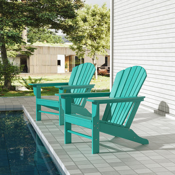 WestinTrends 2PC Outdoor Patio Adirondack Chair Set, Fire Pit Chairs, Turquoise