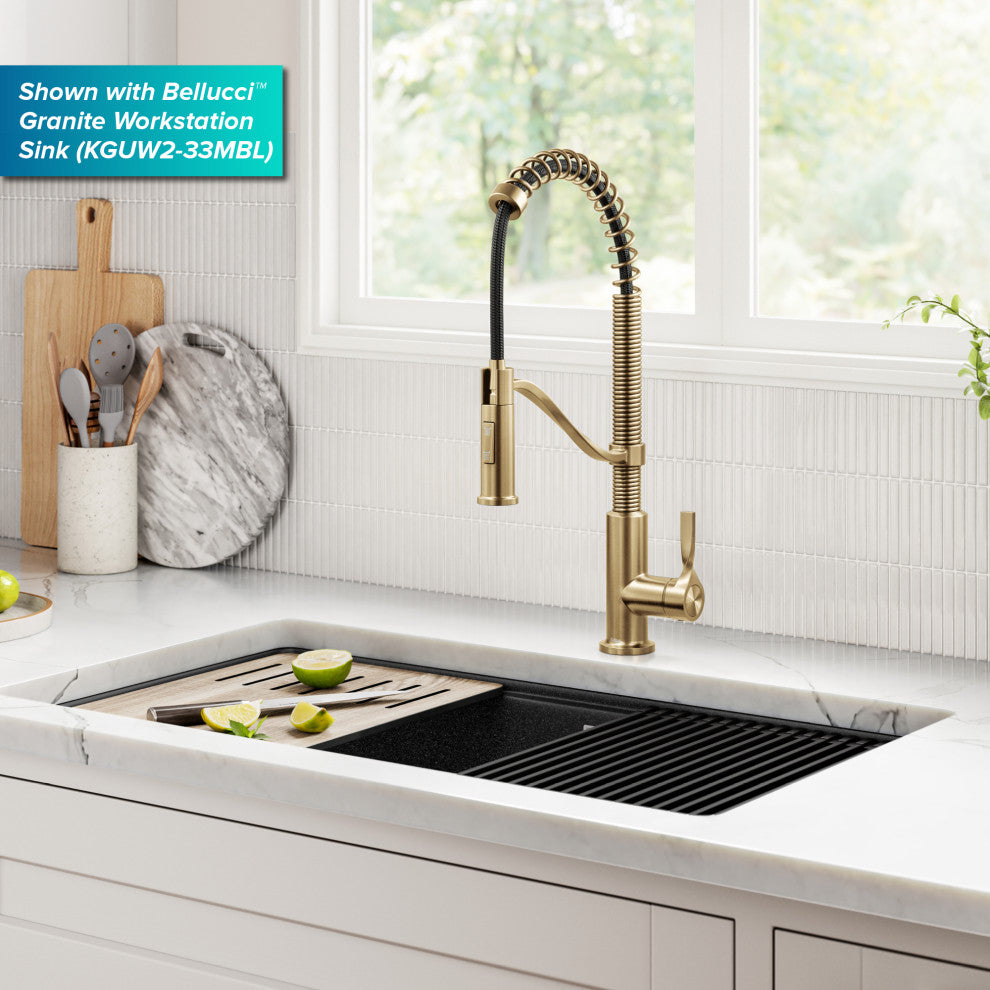 KRAUS Torak Commercial Style 2-Function 1-Handle Pull Down Kitchen Faucet SFBB