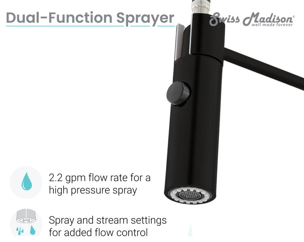 Chalet Single Handle, Pull-Down Kitchen Faucet, Matte Black