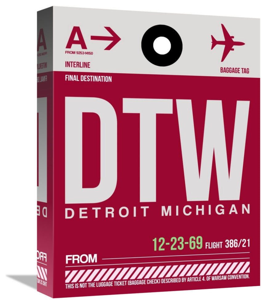 "DTW Detroit  Luggage Tag 1" Fine Art Print
