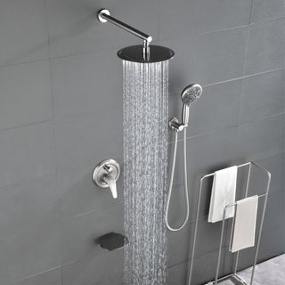 Waterfall Tub Spout Shower System, Handheld Shower Head, Brushed Nickel