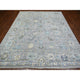 Silver Gray Angora Oushak All Over Motifs Afghan Hand Knotted Wool Rug8'1"x10'4"