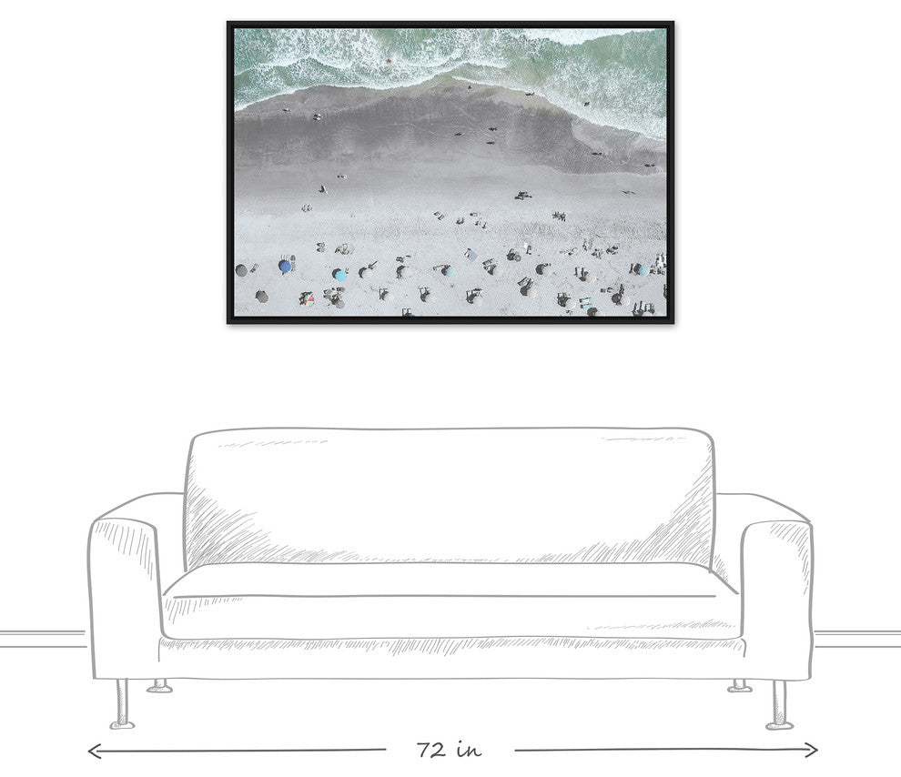 Aerial Beach Photo 32x48 Black Floating Framed Canvas