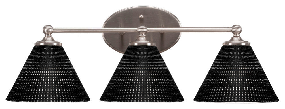 Capri 3-Light Bath Bar, Brushed Nickel/Black Matrix