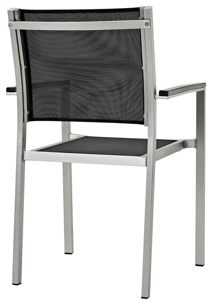 Modern Urban Outdoor Patio 5-Piece Dining Chairs and Table Set, Black, Aluminum